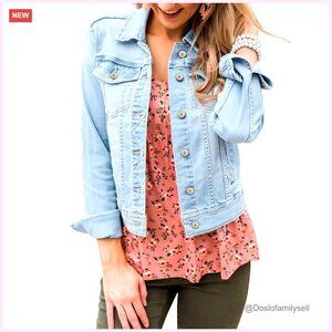 Women's Long Sleeve Denim Jacket Button Down Fitted Slim Fit